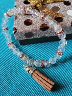 Elegant Beaded Wrist Wrap with Cat Charm